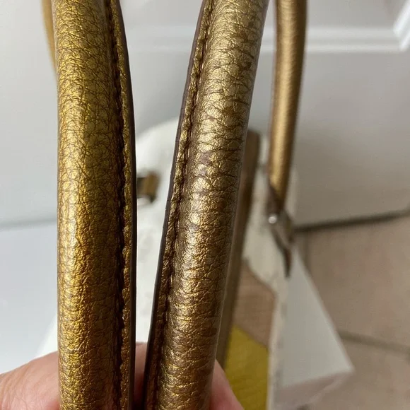 MCM White and Gold Handbag Euc - Picture 11 of 16